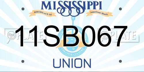 11SB067 Mississippi License Plate