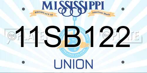11SB122 Mississippi License Plate