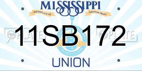 11SB172 Mississippi License Plate