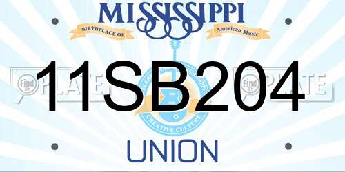 11SB204 Mississippi License Plate