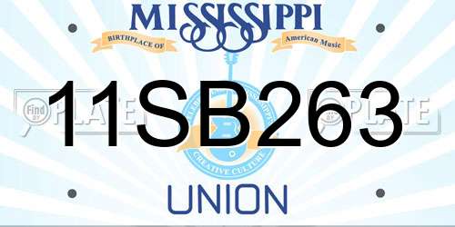 11SB263 Mississippi License Plate
