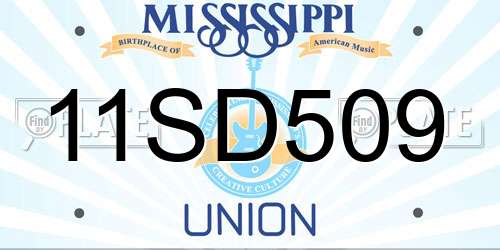 11SD509 Mississippi License Plate