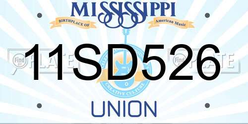 11SD526 Mississippi License Plate