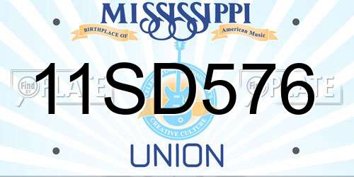 11SD576 Mississippi License Plate