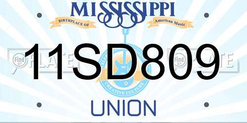 11SD809 Mississippi License Plate