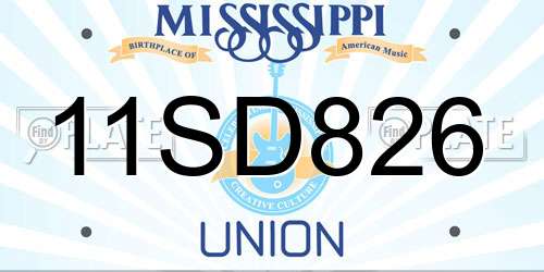 11SD826 Mississippi License Plate