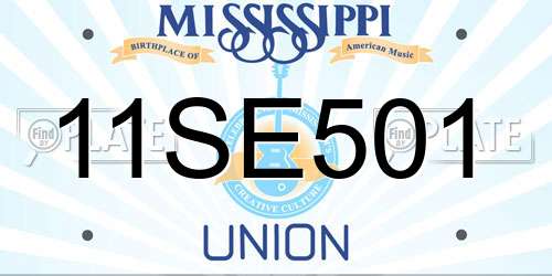 11SE501 Mississippi License Plate