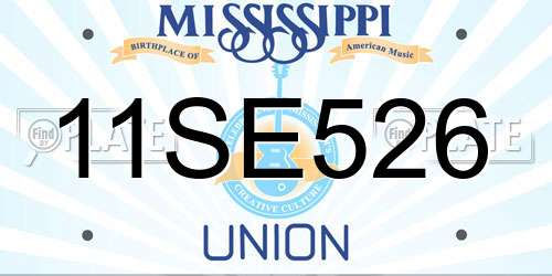 11SE526 Mississippi License Plate