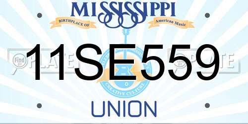 11SE559 Mississippi License Plate