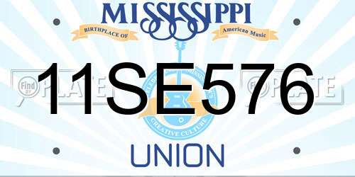 11SE576 Mississippi License Plate