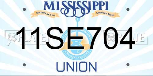 11SE704 Mississippi License Plate