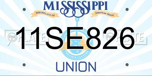11SE826 Mississippi License Plate