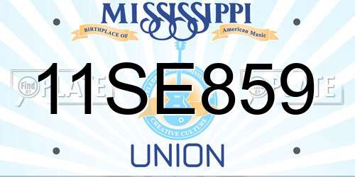 11SE859 Mississippi License Plate