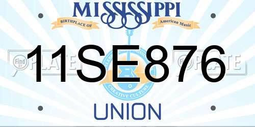11SE876 Mississippi License Plate