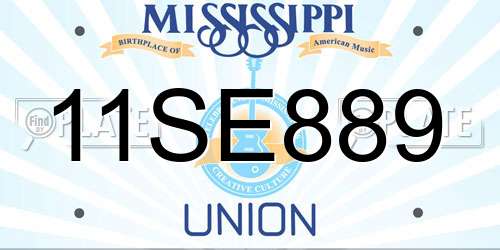 11SE889 Mississippi License Plate