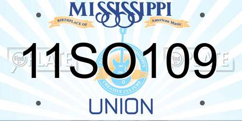 11SO109 Mississippi License Plate