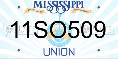 11SO509 Mississippi License Plate