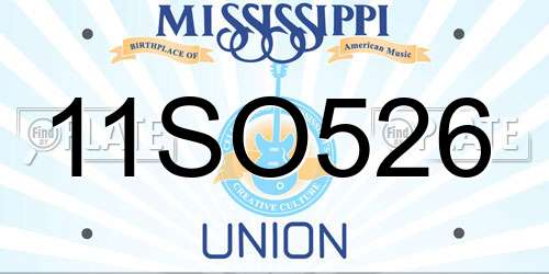 11SO526 Mississippi License Plate