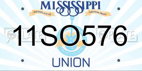 11SO576 Mississippi License Plate