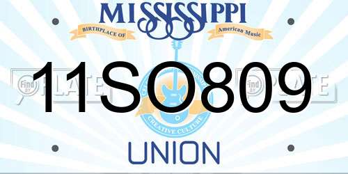 11SO809 Mississippi License Plate