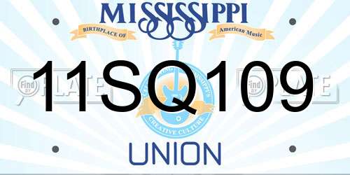 11SQ109 Mississippi License Plate
