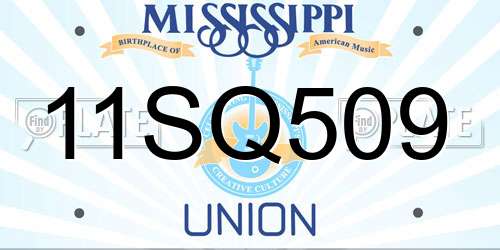 11SQ509 Mississippi License Plate