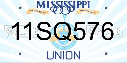 11SQ576 Mississippi License Plate