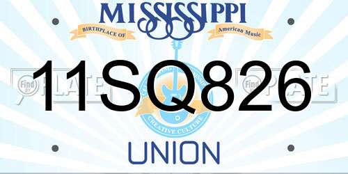 11SQ826 Mississippi License Plate