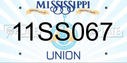 11SS067 Mississippi License Plate