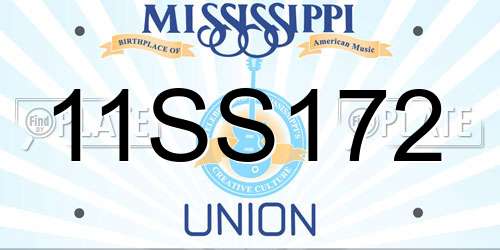 11SS172 Mississippi License Plate