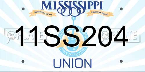 11SS204 Mississippi License Plate
