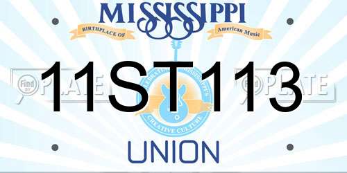 11ST113 Mississippi License Plate