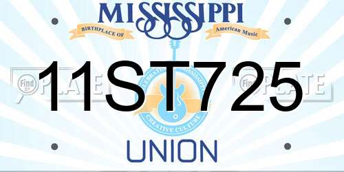 11ST725 Mississippi License Plate
