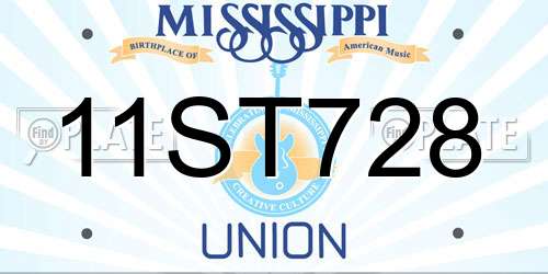 11ST728 Mississippi License Plate