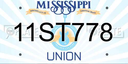 11ST778 Mississippi License Plate