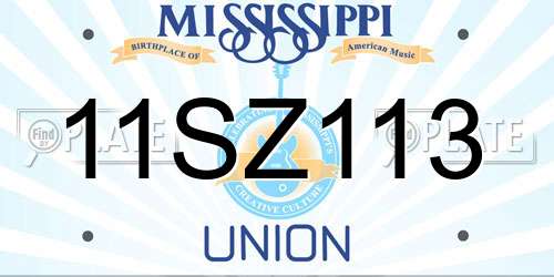 11SZ113 Mississippi License Plate