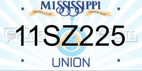 11SZ225 Mississippi License Plate