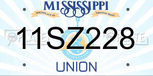 11SZ228 Mississippi License Plate