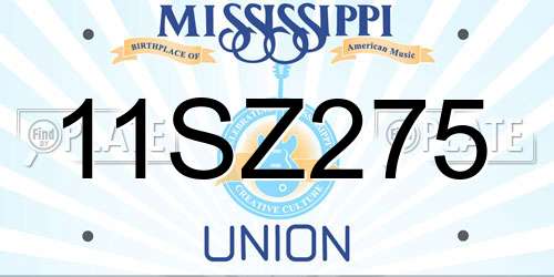 11SZ275 Mississippi License Plate