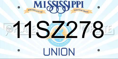 11SZ278 Mississippi License Plate
