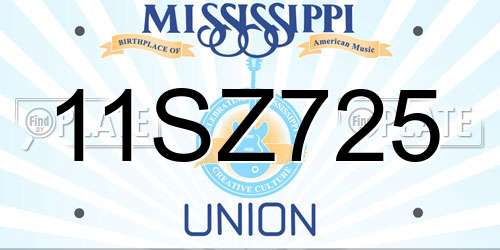 11SZ725 Mississippi License Plate