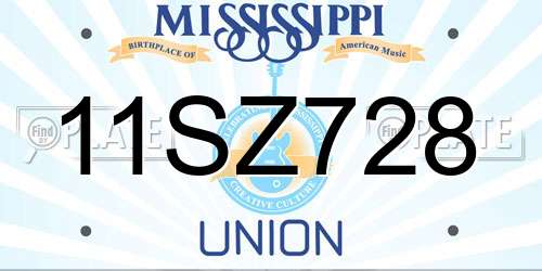 11SZ728 Mississippi License Plate