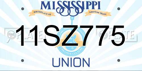 11SZ775 Mississippi License Plate