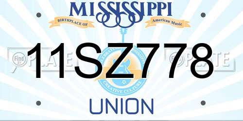 11SZ778 Mississippi License Plate