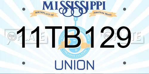 11TB129 Mississippi License Plate