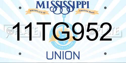 11TG952 Mississippi License Plate