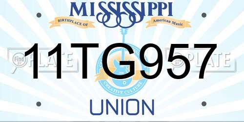 11TG957 Mississippi License Plate