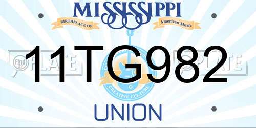 11TG982 Mississippi License Plate