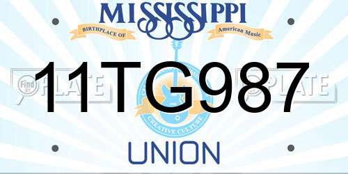 11TG987 Mississippi License Plate