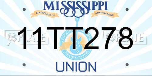 11TT278 Mississippi License Plate